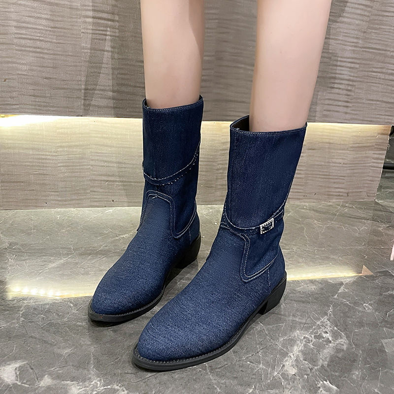 Botas Ccowboy de alta qualidade femininas elegantes feitas à mão 100% botas de cowboy femininas pretas