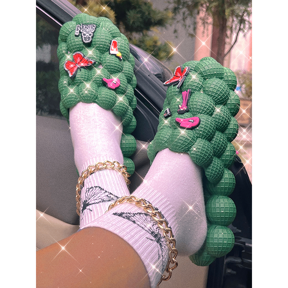 Soft Thick Sole Bubble Cloud Slides Pool Mulheres Chinelos