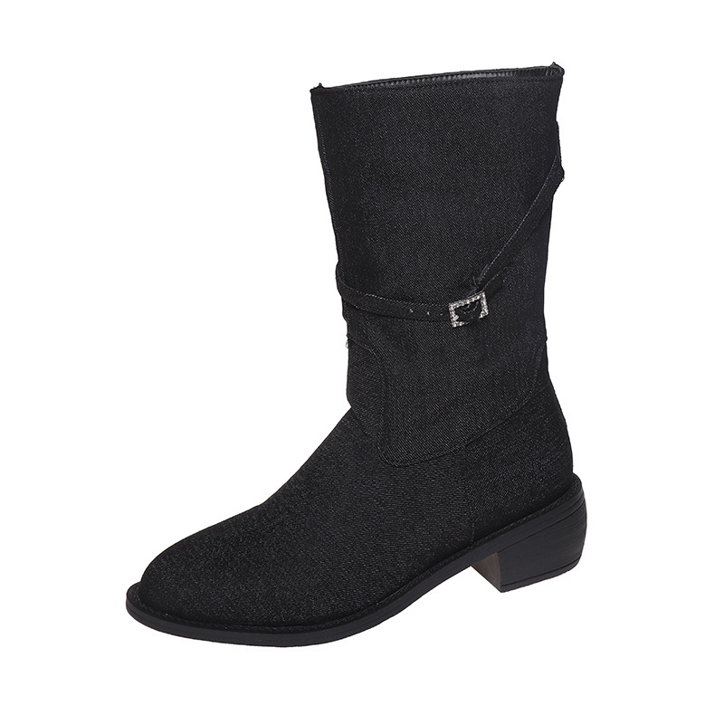 Botas Ccowboy de alta qualidade femininas elegantes feitas à mão 100% botas de cowboy femininas pretas