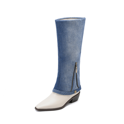 Denim botas de cowboy sapatos femininos altura crescente botas altas damas botas femininas botas de inverno botas 